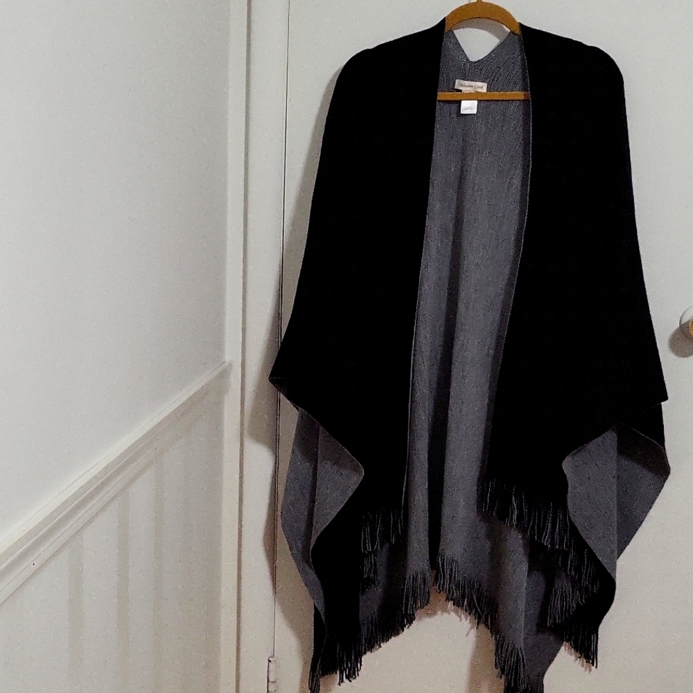 Coldwater Creek Shawl Wrap.Black/Heather Grey. One Size.  E…